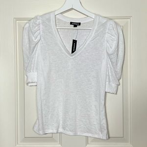 NWT Express White Puff Sleeve Blouse XXS Women
